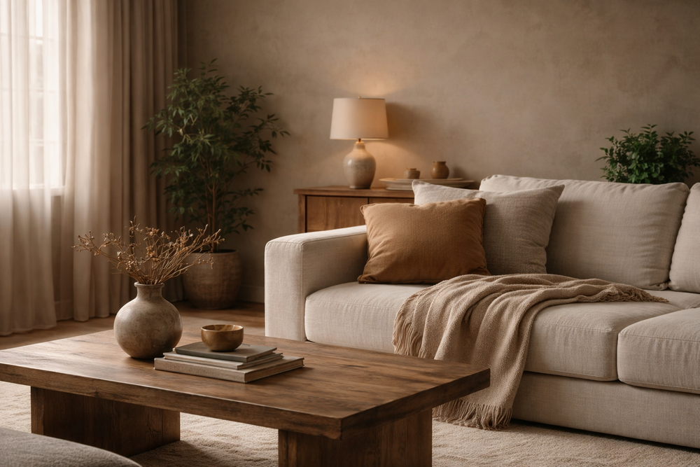 A luxury fragrance candle from The Mood Collection glowing softly to create a mood-boosting atmosphere.